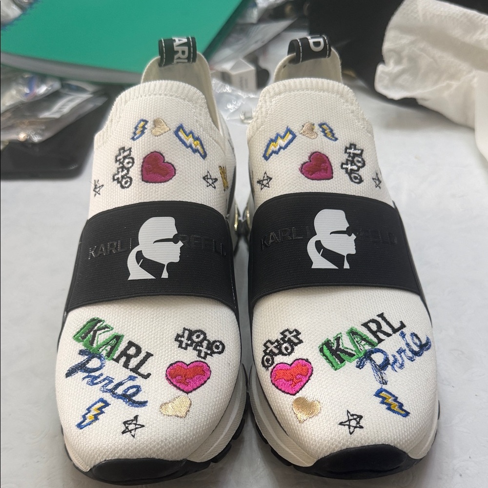 Karl Lagerfeld Kids White Sneakers with Colorful Accents firm price